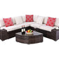 Do4U 6 Pieces Patio Furniture Set Lawn Backyard Poolside PE Wicker Rattan Steel Frame Sectional Set
