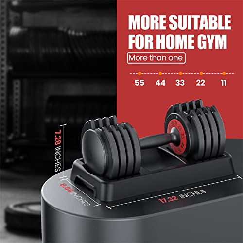 Adjustable Dumbbell 55LB 5 In 1 Single Dumbbells for Multiweight Options with Anti-Slip Metal Handle Ideal for Home Gym Workouts