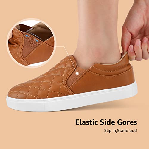 STQ Slip On Shoes for Women Casual Sneakers for Fall Driving Loafers Brown