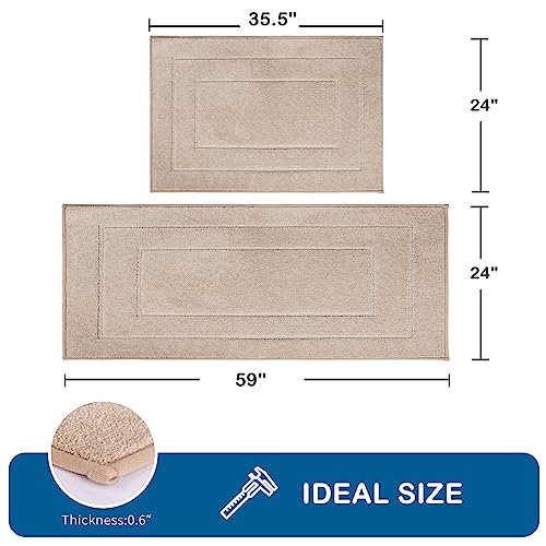 PURRUGS Machine Washable Kitchen Rug Set of 2, Non-Slip/Skid Runner Rugs & Floor Mats, Super Absorbent Soft Standing Mats, Sink & Laundry, Beige