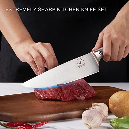 Kitchen Knife Set with Block, imarku 14-Piece High Quality Stainless Steel Knife Set, Dishwasher Safe Kitchen knives, Chef Knife Set Built-in Sharpener, Ergonomic Handle