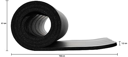 Amazon Basics Extra Thick Exercise Yoga Gym Floor Mat with Carrying Elastic Strap, 74 x 24 x .5 Inches, Black