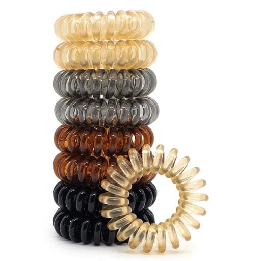 Kitsch Spiral Hair Ties for Women - Waterproof Ponytail Holders | Stylish Phone Cord Hair Ties & Hair Coils for Girls | Coil Hair Ties for Thick Hair & Thin Hair, 8 Pcs (Brunette)