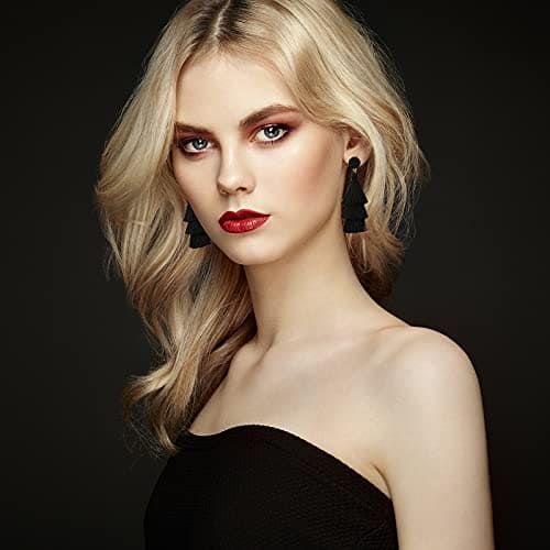 6 Pairs Rattan Earrings Straw Earrings Tassel Woven Bohemian Earring Handmade Wicker Braid Hoop Drop Earring For Women Girls (Charming Series)