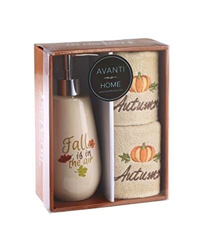 Avanti Linens - Bathroom Accessories, 3-Piece Set Including Soap Dispenser & Bathroom Towels, Autumn Bath Decor