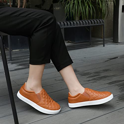 STQ Slip On Shoes for Women Casual Sneakers for Fall Driving Loafers Brown