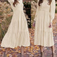 ZESICA Women's 2023 Casual Long Sleeve Crew Neck High Waist Smocked Flowy Tiered Midi Dress For all Occasions