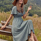 Floerns Women's Short Sleeve Boho Floral Dress A Line Smocked Midi Dress