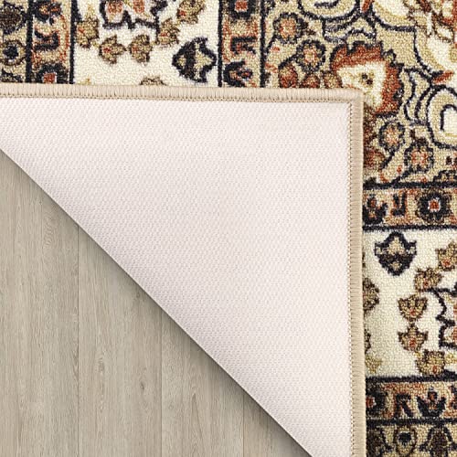 Antep Rugs Alfombras Oriental Traditional 8x10 Non-Skid (Non-Slip) Low Profile Pile Rubber Backing Indoor Area Rugs for Dining Room Living room Bedroom(Beige, 7'10" x 10')