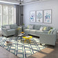 P PURLOVE 3 Pieces Polyester Blend Button Tufted Sofa Set, Living Room Furniture Set, 1 Armchair, 1 Loveseat, 1 Sofa (Gray) Easy Spot Cleaning