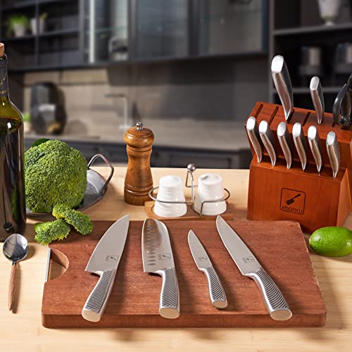 Kitchen Knife Set with Block, imarku 14-Piece High Quality Stainless Steel Knife Set, Dishwasher Safe Kitchen knives, Chef Knife Set Built-in Sharpener, Ergonomic Handle