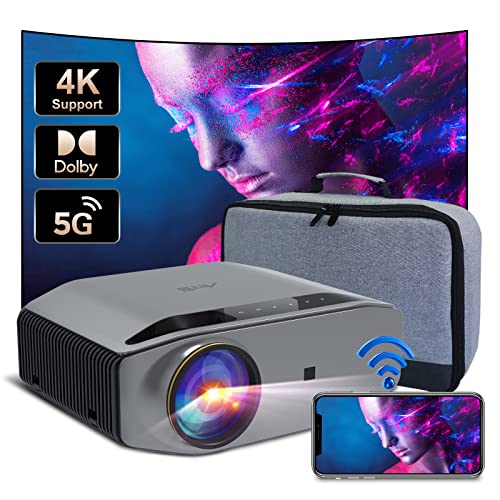 5G WiFi Home Theater Projector 4k Supported, Artlii Energon2 Outdoor Bluetooth Projector, Dolby Audio, Wireless Movie Projector Compatible W/ TV Stick, iOS, Android