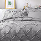 JOLLYVOGUE Queen Comforter Set 7 Pieces, Pintuck Gray Bed in a Bag Comforter Set, Bedding Sets with Comforter, Sheets, Ruffled Shams & Pillowcases 100% Brushed Microfiber