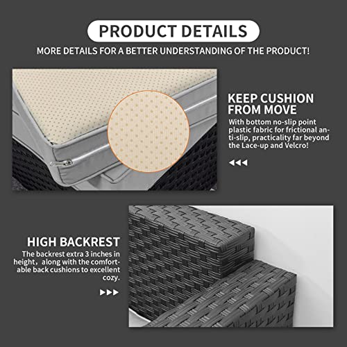 Rattaner Patio Furniture Sets 7 Pieces Outdoor Furniture Sectional Patio Couches Set Storage Table No-Slip Grey Cushions and Waterproof Covers