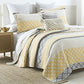 SahSahCasa Quilt Queen Size, 100% Cotton Floral Quilt, Bedding Set Bedspreads, Patchwork Reversible Lightweight Comforter Bed Spread for All Season, Yellow/Gray, Nice Tight Stitch3 Pieces