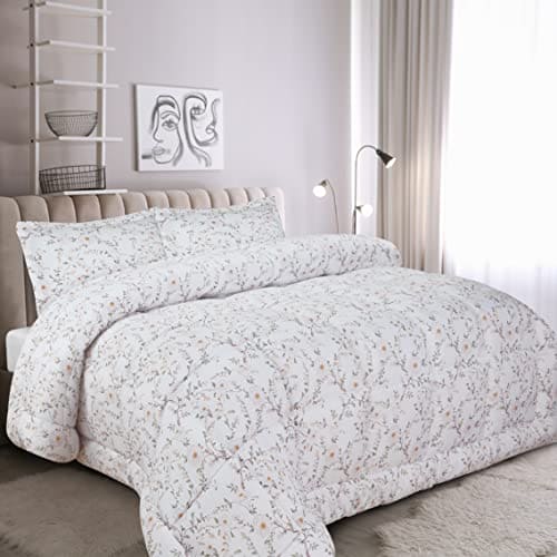 Utopia Bedding Queen Comforter Set (Vintage Floral) with 2 Pillow Shams - Bedding Comforter Sets - Brushed Microfiber Fabric Comforter - Soft and Comfortable - Machine Washable