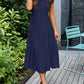MEROKEETY Women's Casual Ruffle Midi Dress V Neck Flowy Long Sun Dress