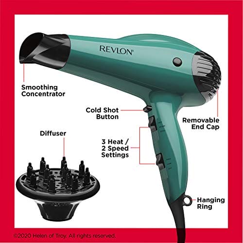 Revlon Volume Booster Hair Dryer | 1875W for Voluminous Lift and Body, Frizz Control (Green)