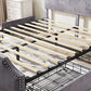 AMERLIFE King Size Bed Frame with 4 Storage Drawers and Headboard, Velvet Upholstered Platform Rivet Curved Adjustable Headboard/Strong Wooden Slats/Easy Assembly/Grey