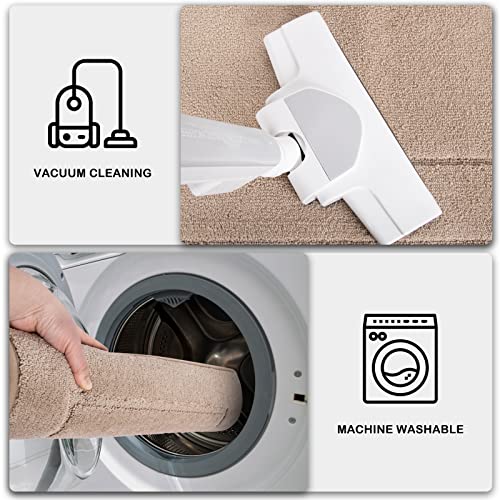 PURRUGS Machine Washable Kitchen Rug Set of 2, Non-Slip/Skid Runner Rugs & Floor Mats, Super Absorbent Soft Standing Mats, Sink & Laundry, Beige