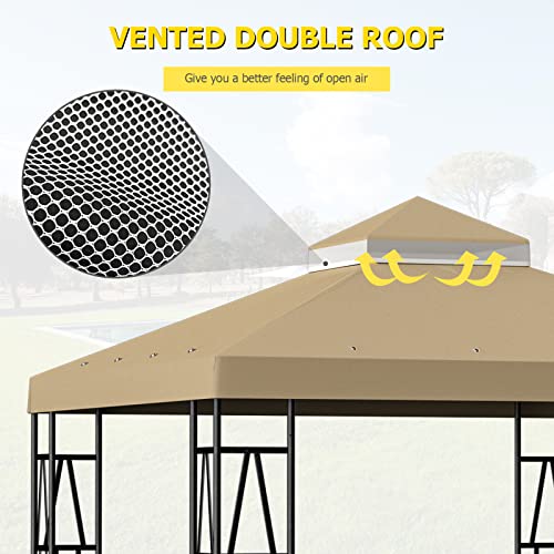 10'x10' Gazebo Canopy Top Replacemen Yard Patio Cover Pavilion Sunshade Polyester (Khaki)