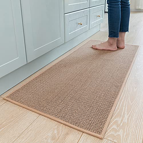 Kitchen Rugs and Mats Non Skid Washable, Absorbent Runner Rugs for Kitchen for Floor (Beige, 20"x47")