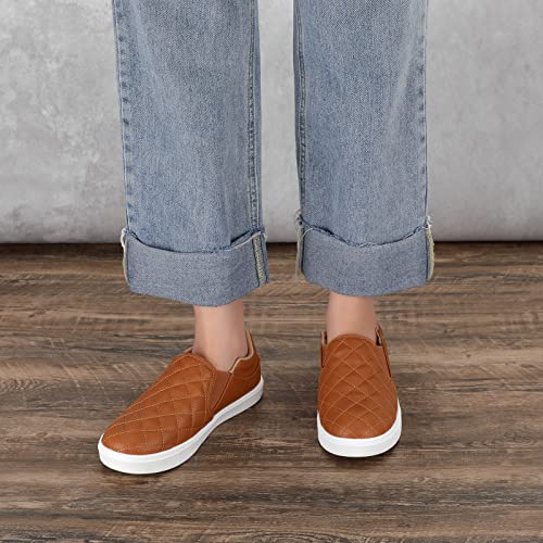 STQ Slip On Shoes for Women Casual Sneakers for Fall Driving Loafers Brown