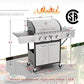 Captiva Designs 4-Burners Propane Gas BBQ Grill with Side Burner & Porcelain-Enameled Cast Iron Grates, Must have for Outdoor Cooking Kitchen and Patio Backyard Barbecue