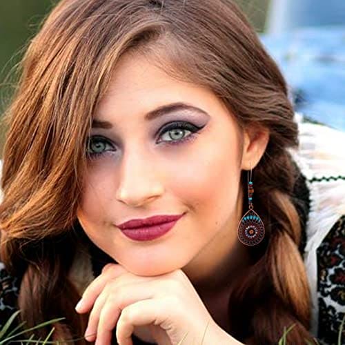 Bohemian Vintage Zinc Dangle Earrings Boho Retro Hollow Metal Dangle Drop Earrings for Women Girls (6pairs)