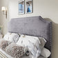AMERLIFE King Size Bed Frame with 4 Storage Drawers and Headboard, Velvet Upholstered Platform Rivet Curved Adjustable Headboard/Strong Wooden Slats/Easy Assembly/Grey