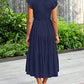 MEROKEETY Women's Casual Ruffle Midi Dress V Neck Flowy Long Sun Dress