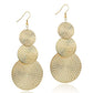 COZLANE 14K Gold Triple Round Disc Brass Earrings Dangle Drop Carved Big Dangling Bohemia Vintage Circular Statement Chandelier Earrings for Women Girls
