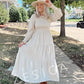 ZESICA Women's 2023 Casual Long Sleeve Crew Neck High Waist Smocked Flowy Tiered Midi Dress For all Occasions