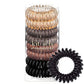 Kitsch Spiral Hair Ties for Women - Waterproof Ponytail Holders | Stylish Phone Cord Hair Ties & Hair Coils for Girls | Coil Hair Ties for Thick Hair & Thin Hair, 8 Pcs (Brunette)