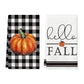 Artoid Mode Buffalo Plaid Pumpkin Hello Fall Kitchen Towels Dish Towels, Set of 2 18x26 Inch Seasonal Hand Towels