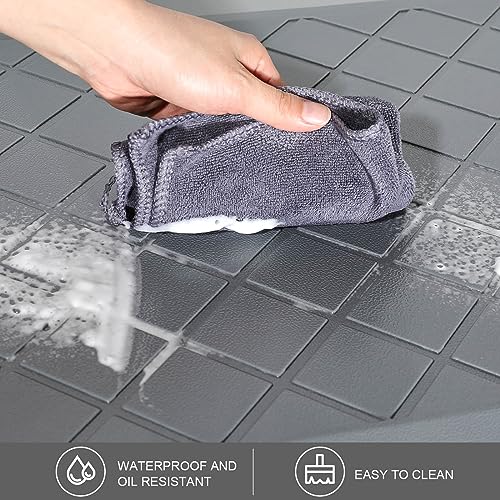 WEZVIX Cushioned Kitchen Mat 2 PCS, Anti Fatigue Kitchen Rugs, Heavy Duty Kitchen Rugs and Mats Non-Skid, Ergonomic Comfort Foam Home, Office, Sink, Laundry - Grey