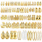 42 Pairs Gold Hoop Earrings Set for Women, Fashion Chunky Pearl Earrings Multipack Twisted Statement Earring Pack, Hypoallergenic Small Big Hoops Earrings for Birthday Party (gold A)