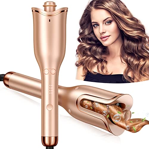 Automatic Hair Curler, Professional Anti-Tangle Curling Iron with 1" Curling Iron Large Slot & 4 Temperature & 3 Timer, Dual Voltage Rotating Curling Iron and Auto Shut-Off for Hair Styling