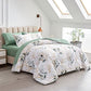 Joyreap 7 Piece Bed in a Bag Queen, Green Leaves Printed on White Botanical Design, Microfiber Comforter (1 Comforter, 2 Pillow Shams, 1 Flat Sheet, 1 Fitted Sheet, 2 Pillowcases)