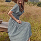 Floerns Women's Short Sleeve Boho Floral Dress A Line Smocked Midi Dress