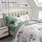 Joyreap 7 Piece Bed in a Bag Queen, Green Leaves Printed on White Botanical Design, Microfiber Comforter (1 Comforter, 2 Pillow Shams, 1 Flat Sheet, 1 Fitted Sheet, 2 Pillowcases)
