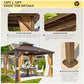YOLENY 12' x 12' Gazebo, Hardtop Gazebo with Aluminum Frame, Double Galvanized Steel Roof, Curtains and Netting Included, for Patios, Garden, Lawns, Parties