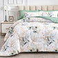 Joyreap 7 Piece Bed in a Bag Queen, Green Leaves Printed on White Botanical Design, Microfiber Comforter (1 Comforter, 2 Pillow Shams, 1 Flat Sheet, 1 Fitted Sheet, 2 Pillowcases)