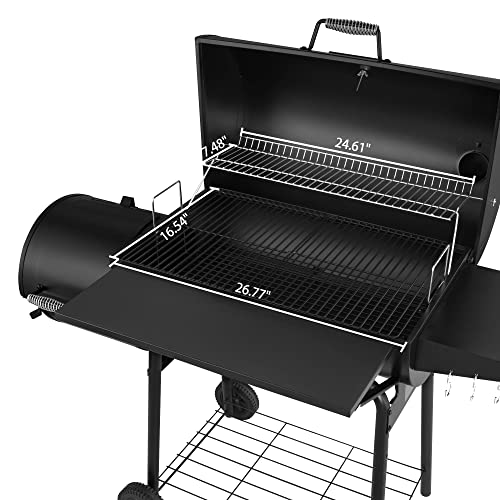 Royal Gourmet CC1830SC Charcoal Grill Offset Smoker with Cover, 811 Square Inches, Black, Outdoor Camping Ample Space