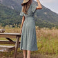 Floerns Women's Short Sleeve Boho Floral Dress A Line Smocked Midi Dress