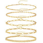 Reoxvo Gold Bracelets Jewelry Gifts Set for Women Fashion Dainty Gold Adjustable Layered Link Chain Bracelet Pack for Women 14K Real Gold Cute 5pcs