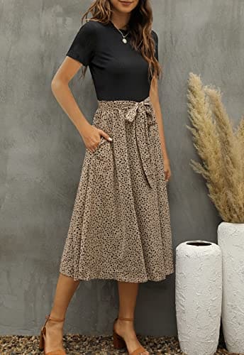 Zattcas Midi Dress for Women Short Sleeve Modest Dress, Work Teacher Dress