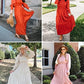 ZESICA Women's 2023 Casual Long Sleeve Crew Neck High Waist Smocked Flowy Tiered Midi Dress For all Occasions