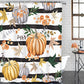 ArtSocket 4 Pcs Shower Curtain Set Fall Stripe Pumpkin Autumn Red Maple Leaves with Non-Slip Rug  Bathroom Toilet Seat Cover and Bath Mat Decor Set 72" x 72"