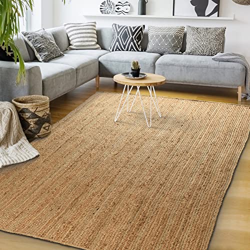 Signature Loom Handcrafted Farmhouse Jute Accent Rug (5 ft x 8 ft) - Soft & Comfortable Jute Area Rug - Natural Jute Rug